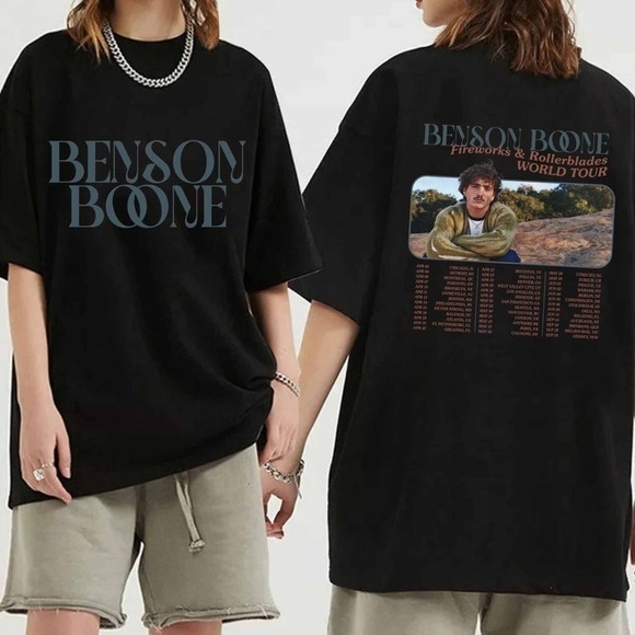 AmyVich Other - Benson Boone Fireworks And Rollerblades 2024 World Tour Shirt, 2 Sided Tee